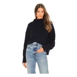 ALC Helena Mock Neck Cropped Sweater XS Black Balloon Sleeve Wool/Cashmere $395